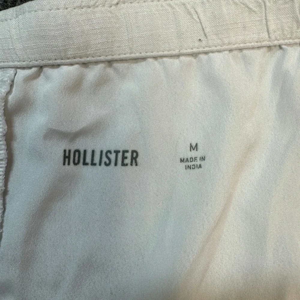 Hollister White Linen Blend Wide Leg Drawstring Pants Mens Size M Beach Casual
